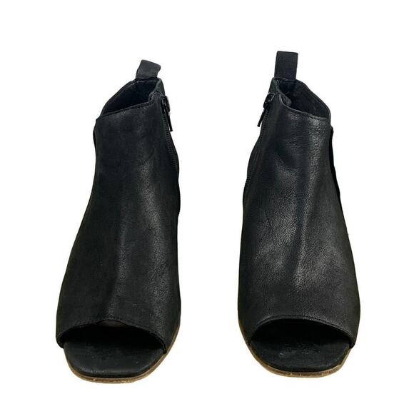 Corso Como Gamie Black Leather Block Heel Peep-Toe Ankle Boots - Size 7 - Picture 3 of 9